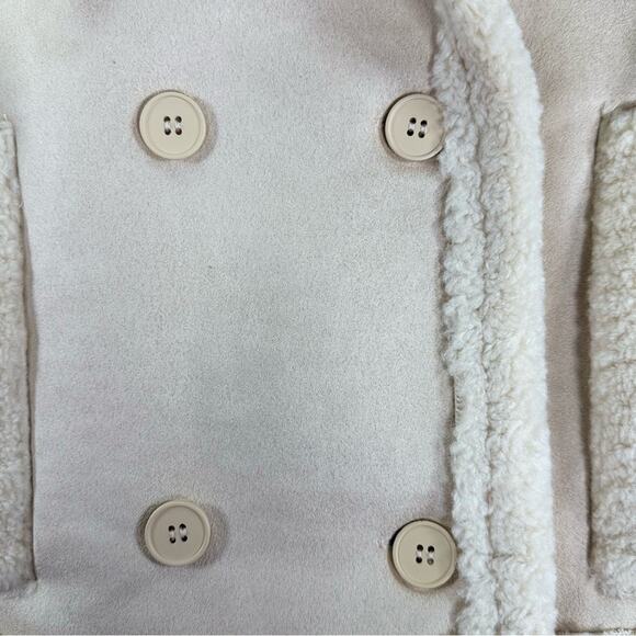 Area Stars Aurora Bomber Jacket Faux Suede Shearling Crop Boho Ivory Size M NEW - Picture 9 of 15